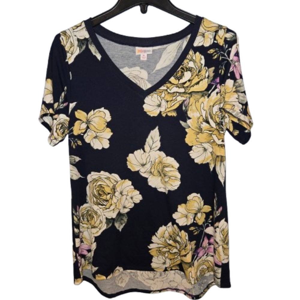Lularoe V Neck Floral T Shirt Size M